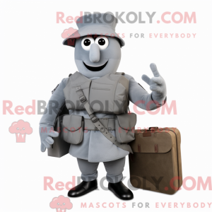 Gray Soldier mascot costume...