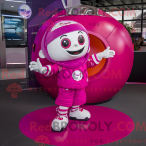 Magenta astronaut maskot...