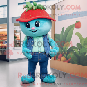 Teal Strawberry mascot...