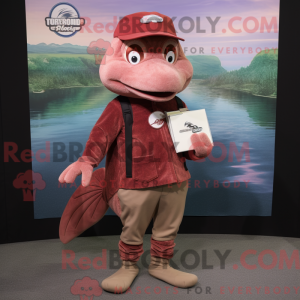 Maroon laks maskot kostume...