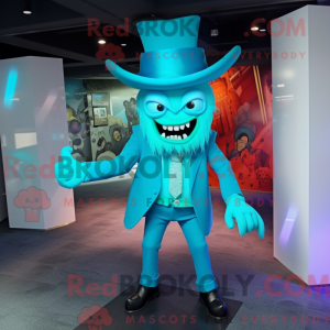 Cyan Demon maskot drakt...