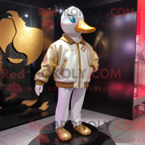 Gold Swan maskot kostume...