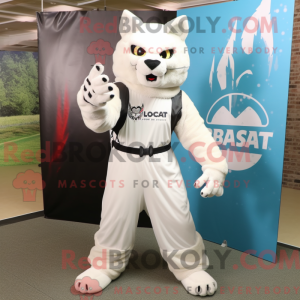 Wit Bobcat-mascottekostuum...