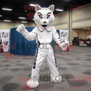 Wit Bobcat-mascottekostuum...
