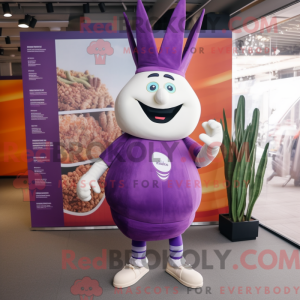Paarse ui mascottekostuum...