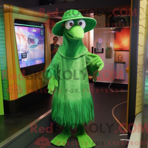Grøn Emu maskot kostume...