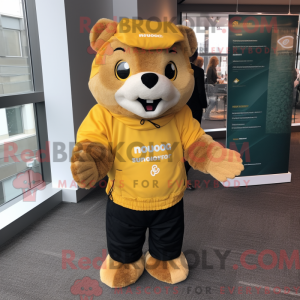 Gold Marmot mascot costume...