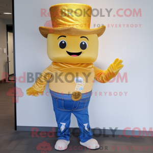 Gold Cupcake mascot costume...
