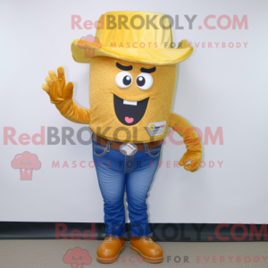 Gold Cupcake maskot kostume...
