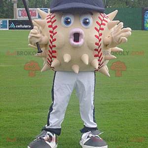 Mascotte diodon palla da baseball con un berretto -