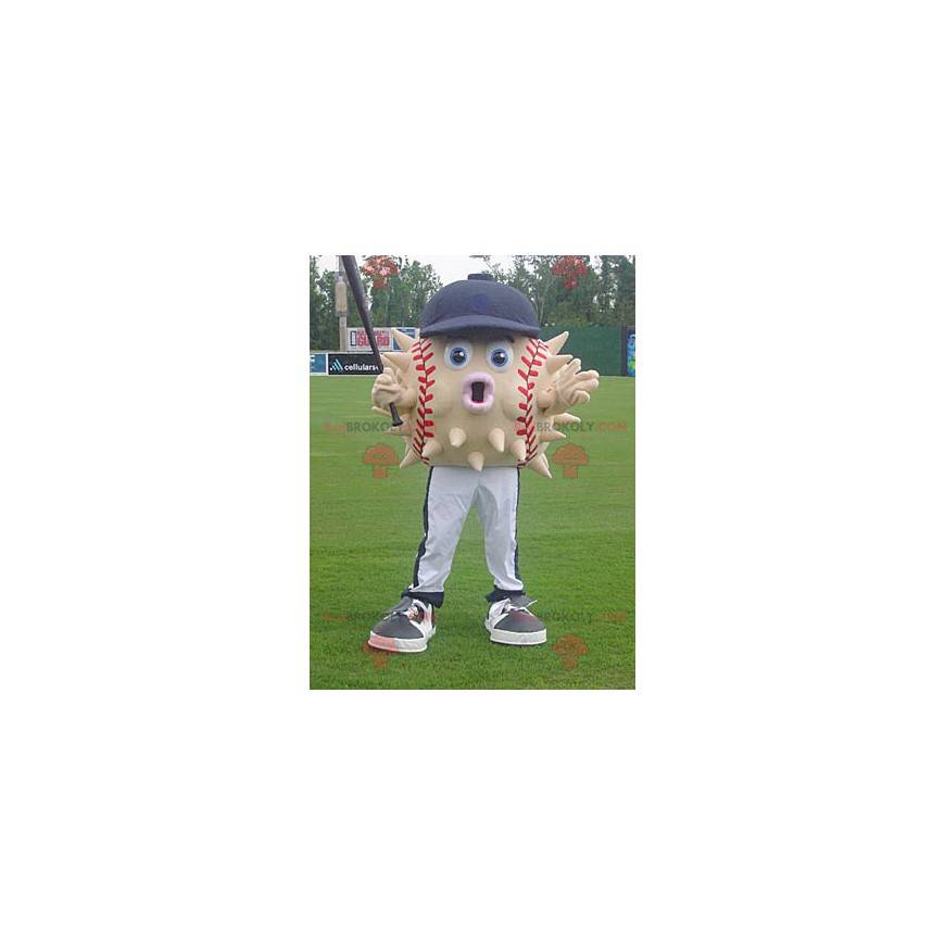Mascota de diodon bola de béisbol con una gorra - Redbrokoly.com