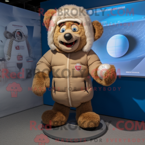 Tan Rugby Ball mascot...