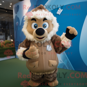 Tan Rugby Ball mascot...
