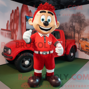 Red Rugby Ball mascot...