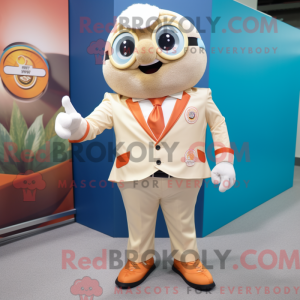 Beige Orange maskot kostume...