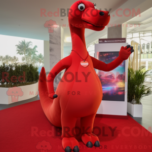 Röd Brachiosaurus maskot...