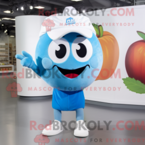Fantasia de mascote de maçã azul-celeste com top e gorros - Mascotes da Apple - REBROKO_350252 - RedBrokoly.com