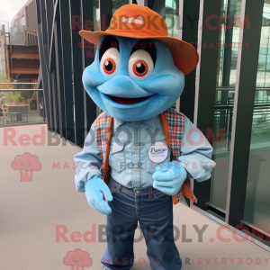 Cyan Clown Fish mascot...