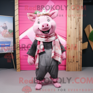 Pink Vildsvin maskot...