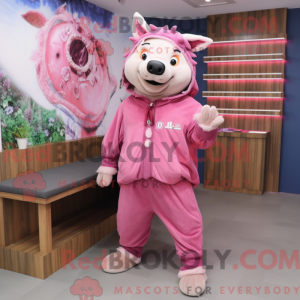 Pink Vildsvin maskot...