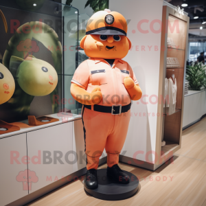 Peach Police Officer mascot costume character dressed with a Shorts and Anklets