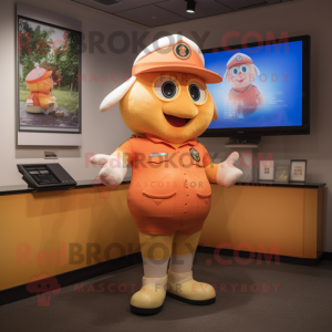 Peach Police Officer mascot costume character dressed with a Shorts and Anklets