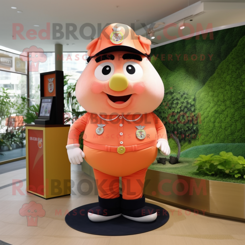 Peach Police Officer mascot costume character dressed with a Shorts and Anklets