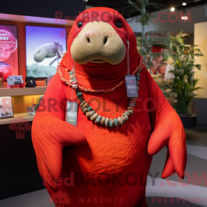 Rode Walrus mascottekostuum...