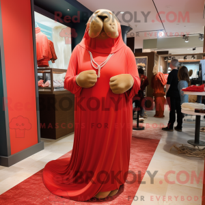 Rode Walrus mascottekostuum...