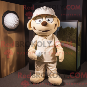 Beige golfbold maskot...