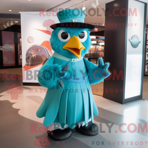 Cyan Eagle mascot costume...