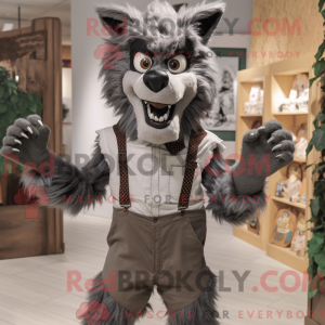 Grå varulv maskot kostume...