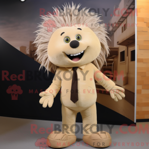 Beige Porcupine maskot...