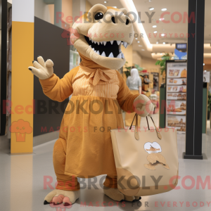 Tan Tyrannosaurus maskot...