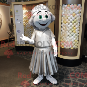 Sølv golfball maskot drakt...
