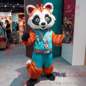 Turkis rød Panda maskot...