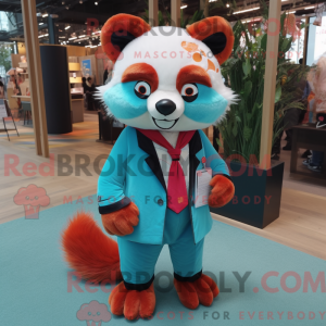 Turkis rød Panda maskot...