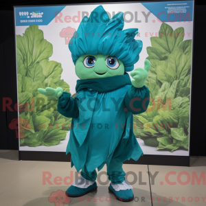 Teal Cabbage Leaf mascot...