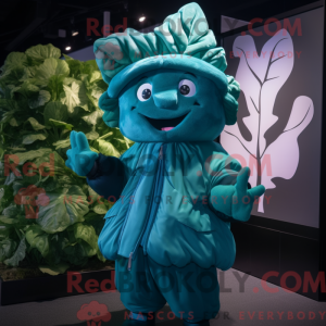 Teal Cabbage Leaf mascot...