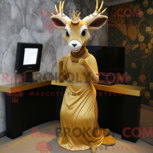 Gold Gazelle maskot kostume...