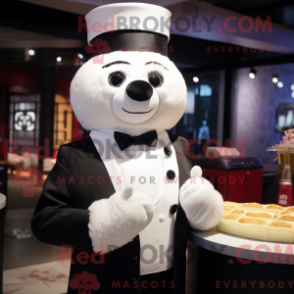 Fantasia de mascote Dim Sum branco com smoking e boinas - Mascotes dim sum - REBROKO_350698 - RedBrokoly.com