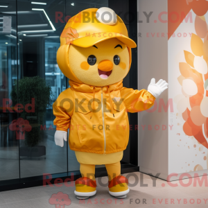 Guld abrikos maskot kostume...