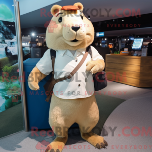 Beige Capybara mascot...