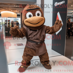 Brun Ninja maskot kostume...