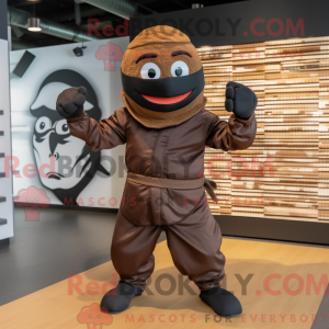 Brun Ninja-maskotdraktfigur...