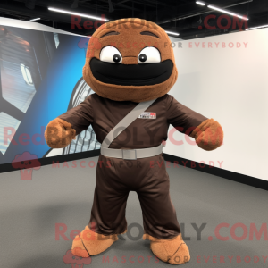 Brun Ninja maskot kostume...