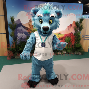 Cyan Hyena mascot costume...