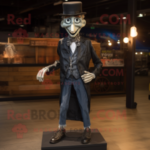 nan Stilt Walker mascot costume character dressed with a Leather Jacket and Cufflinks