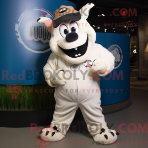 Witte steak mascottekostuum...