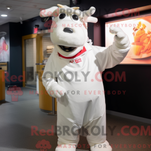 Fantasia de mascote de bife branco com macacão e xales - Mascotes de bife - REBROKO_350985 - RedBrokoly.com